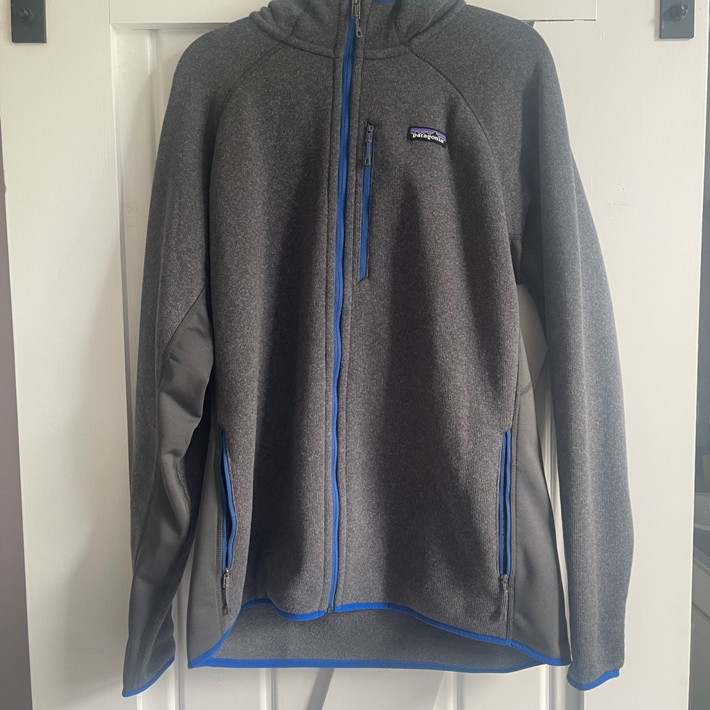Patagonia Gray Performance Jacket with Blue Accents